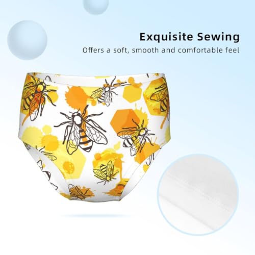 Watercolor Honey And Bee Girls' Underwear Soft Cotton Little Girls Panties Comfort Briefs3