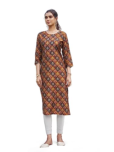 Womanista Women’s Multi Colour Chanderi Silk Floral Print Kurta with Mirror Work