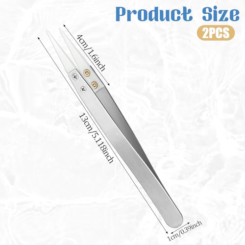 2 Stück Keramik Pinzetten Set Edelstahl Tweezers Professionell Pinzette Werkzeug Pinzette Set für Modellbau Computer Elektronische Reparaturen Präzisionsarbeit Laborarbeit Schmuck Werkzeug