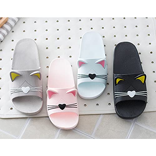 JadeRich Unisex Solid Color Shower Sandals Cute Cat Anti-Slip Bathroom Slippers Quick Drying House Slippers2