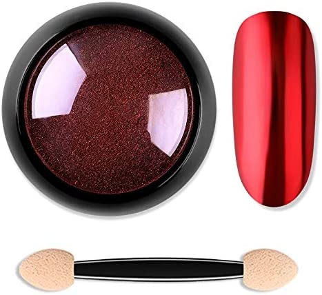 Nail Gilter 1 Box Nail Mirror Glitter Powder Metallic Nail Dust Powder Metal Effect Glitter Gold Silver Nail Art Uv Gel Polish Chrome Powder - (Color: Red) #TOP2