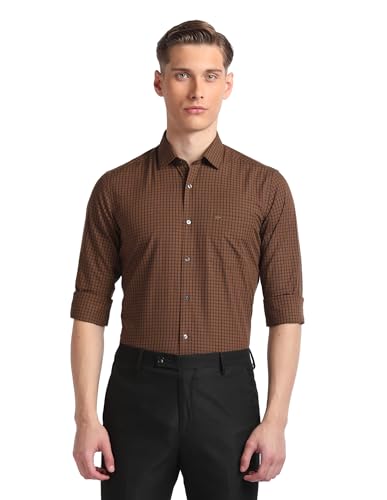 Image of Arrow Micro Check Slim Fit Cotton Formal Shirts for Men - Full Sleeve Shirt for Man