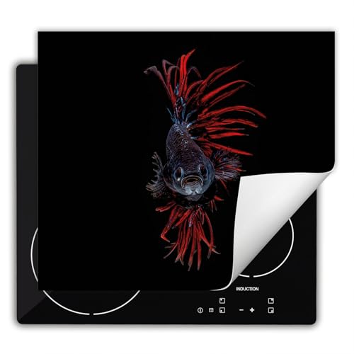 DarHaus Tapis protection plaque induction 60x52 cm Protege plaque tapis pour induction - noir - poisson