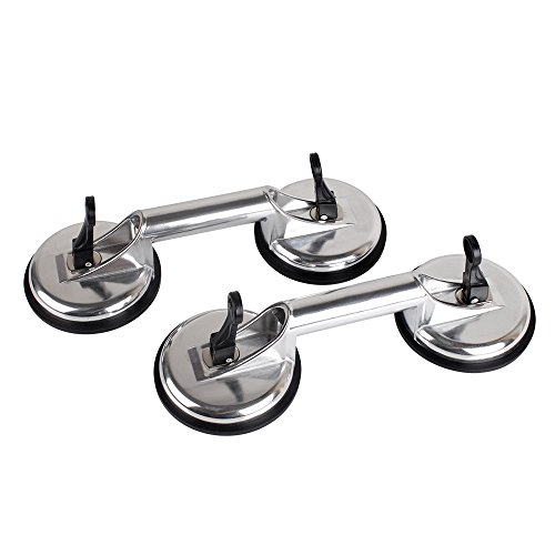 2x Saugheber Saugnäpfen Lifters Glass Saugnapf Vacuum Lifter 120mm max.100kg Glas Saugheber mit Doppel Saugnäpfe - Silber Cover