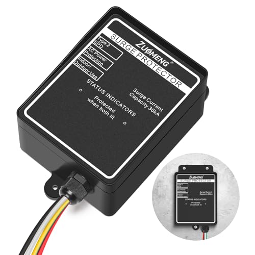 Zuomeng Whole House Surge Protector Rated for 36,000 Amps, IP66 Waterproof for Indoor/Outdoor Use, 120V/240V, Protects Your AC Power Supplies, Phones, Cables and More