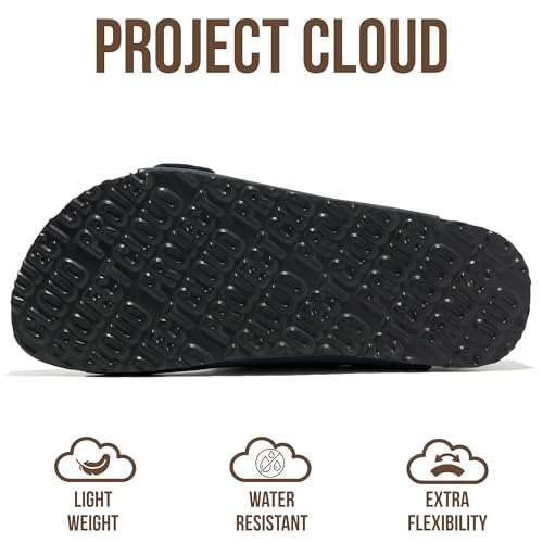 Image of Project Cloud 100% Genuine Leather Footbed Sandals for Women 2026 Comfortable Beach Essentials Womens Sandals Memory Foam Vacation Essentials Slides for Women Footwear (Santorini)