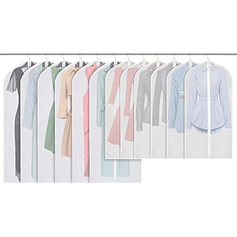 Pehciroe Garment Bags 12 Pieces Clothes Cover Dustproof with Zipper Washable Waterproof Cover for Clothes for Long Dresses Suits and Coat(6pcs 60 * 100cm + 6pcs 60 * 120cm) Cover