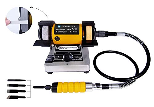 YUCHENGTECH Electric Chisel Carving Tool Electric Wood Chisel Carving Polishing Machine Woodworking Chisel Carving Tool (with Polishing and Grinding Wheel) (110V)