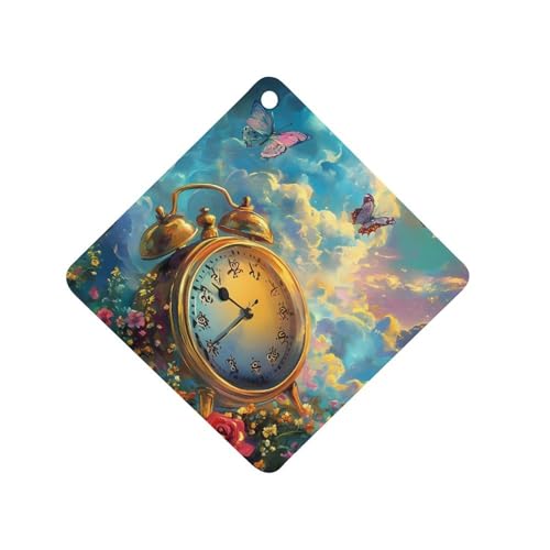 Vintage Clock Butterfly Car Air Freshener Hanging Aromatherapy Tablets for Car Accessories Rhombus