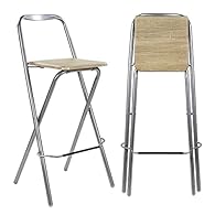 COMPACT AND FOLDABLE - This folding bar stool folds flat for convenient storage in small spaced when it isn’t being used. It also measures just 48cm wide, making it perfect for dorms and apartments. 120kg CAPACITY - The base of this collapsible stool...