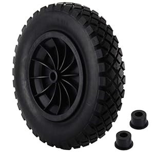 Trintion 14″ Wheelbarrow Wheel 3.5-8 PU Puncture Proof Solid Wheel Heavy Duty Replacement Tire for Garden Trolley Barrow Go Cart Trailer Truck (Black)