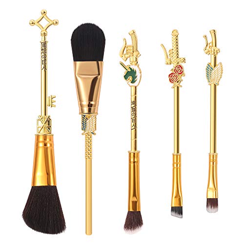 Professional Anime Makeup Brushes 5pcs Aot Peripheral Wings Of Liberty Survey Corps Cosplay Gift Foundation Eye Shadow Eyebrow Brush Set For Women Girls Fans (AOT - B)