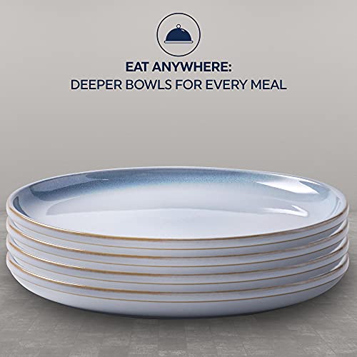 Corelle Stoneware 4-Piece Ceramic 10.5" Dinnerware Plate Set, High Edge Raised Rim Flat Dishes, Modern Rustic Handcrafted Artisanal Double Bead Glaze, Nordic Blue - Image 4