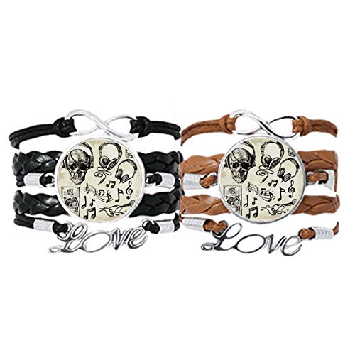 Pulsera de cuero de calavera y música ideal para lucir en festivales