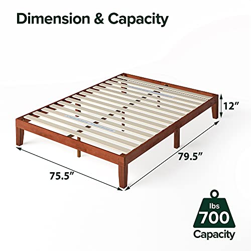 Zinus Wen Wood Platform Bed Frame / Solid Wood Foundation / Wood Slat Support / No Box Spring Needed / Easy Assembly, King, Cherry #TOP5