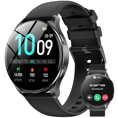 Smart Watch for Men Women,Answer/Make Call, 1.43 AMOLED Always-on Display Smartwatch,IP68 Waterproof Fitness Tracker with 100+ Sports/Heart Rate/Sleep Monitor/ SpO2,Large Batter/Fast Charging/2Straps