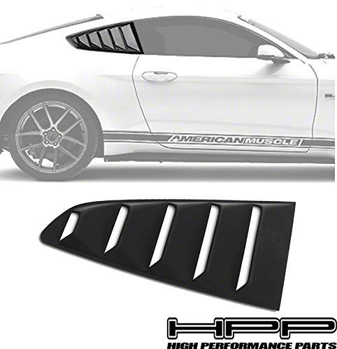 High Performance Part Compatible for 15-20 Ford Mustang OE Style Side Matte Black Window Louvers (2PC) - Unpainted Matte Black