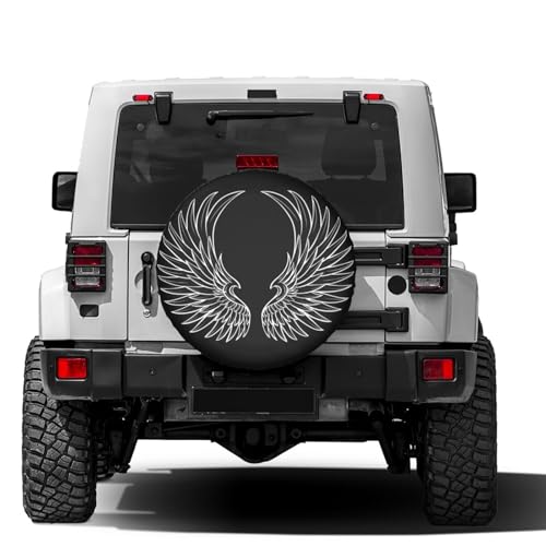 Image of Angel Wings Spare Tire Cover Dust-Proof Wheel Tire Cover Fit Trailer, RV, SUV and Many Vehicle 14 Inch
