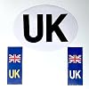 Fox·Bunny UK Car Stickers for Europe, UK Stickers for Car Number Plate （1PC UK Oval + 2PCS Union Jack Number Plate Stickers, Vinyl UK Stickers for Car with Regulation Size