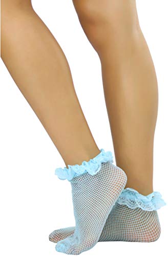 ToBeInStyle Women's Fishnet Ankle Socks With Ruffle Trim - Image 4