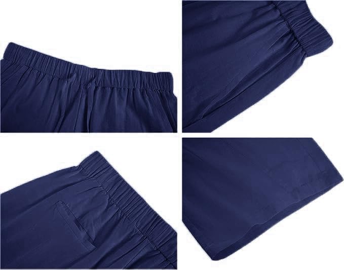 Fommykin Men's Cotton Linen Capri Pants Baggy Harem Drawstring Yoga Beach Pants with Pockets - Image 5