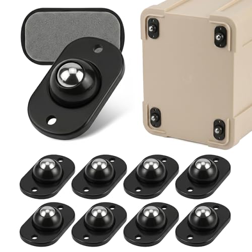 Self Adhesive Caster Wheels 360 Swivel Mini Caster Wheels for Appliances Silent & Non-Scratch 66 lbs Capacity Stick-On Wheels for Coffee Maker Air Fryer Storage Bins (8 Black)