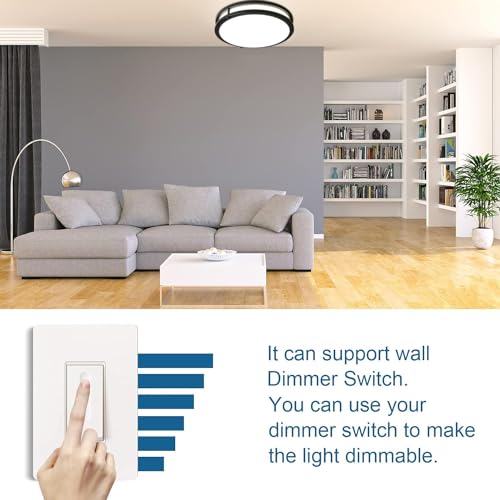 Oowolf LM-US-CT61NB2 2-Pack 36W 13Inch Led Flush Mount Ceiling Light Fixture Dimmable Matte Black thumb #3