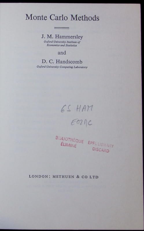Buy Monte Carlo Methods (Monographs on Applied Probability & Statistics) — BookShops.in