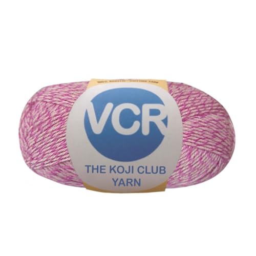 Image of VCR Pink and White Color Yarn, 100 Grams Hank, 275 Meters Length, 80% Acrylic, 20% Nylon Ball The Koji Club Yarn for Crochet and Knitting, Pack of 1, Suitable for DIY