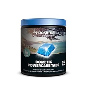 DOMETIC POWER CARE, Produit sanitaire pour réservoirs à matières de toilettes nomades, 16 dosettes, facilite la destruction des matières
