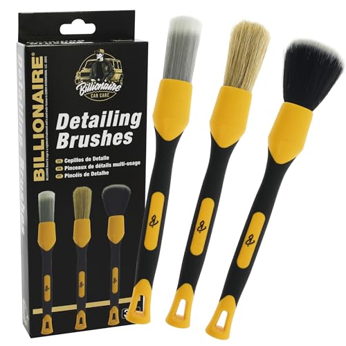 S SUMEX Set de Pinceles Detailing Billionaire Ideal para Limpieza Coche Kit Detailing de 3 Pinceles Limpieza de Detalle Interior y Exterior