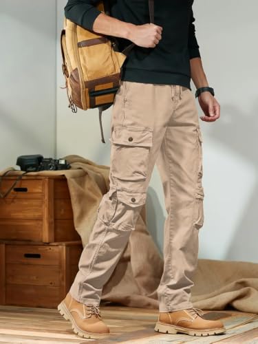 Image of Leriya Fashion Men's Cargo Pants | 6 Pocket Cotton Cargo Joggers for Men | Loose Fit Stylish Pant with Pockets | Casual Baggy Trousers & Streetwear Lower