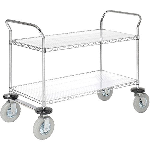 Nexel 2 Wire Shelves Utility Cart, Pneumatic Wheel Casters, Chrome Finish, 21