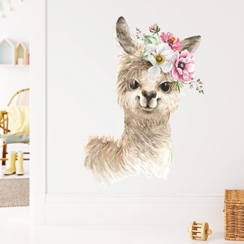 Vinilo decorativo Llama con flores 14x20 pulgadas miniatura 2