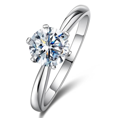 1ct Moissanite Ring For Women,D Color VVS1 Round Solitaire Moissanite,Engagement Proposal Promise Ring,Anniversary Luxurious Bridal Gift,All Size