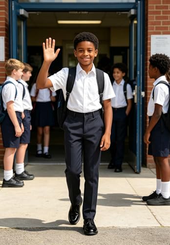 Image of DHTS Boys Dress Pants (Size 2-20 Years) Slim Fit Uniform Pants for Toddler & Teens