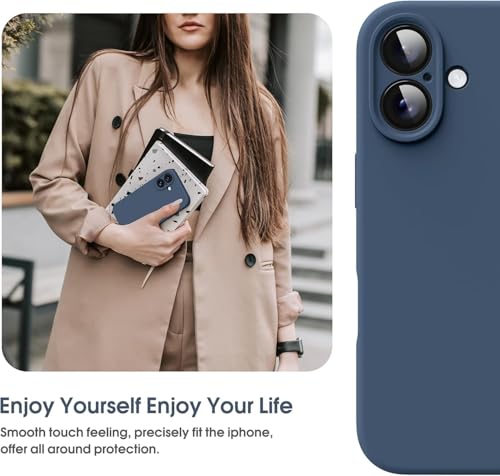 Image of mobistyle Designed for iPhone 16 Plus | Soft Silicone Liquid Protective | Microfiber Lining Phone Back Cover Case for iPhone 16 Plus (Blue)