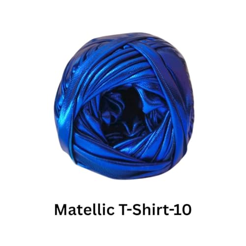 Image of VCR Shine Dark Blue Metallic T-Shirt Yarn, 100 Grams, 100% Metallized Craft Yarn, Pack of 1 Yarn, Suitable for Handbags, Tote Bags and Sling Bags