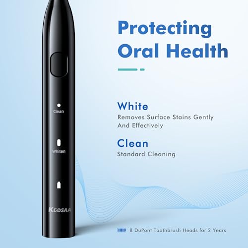 Image of Electric Toothbrush with 8 Brush Heads, Sonic Electric Toothbrush with Fast Charge 4 Hours Last 60 Days, 2-Min & 30s Smart Timer, IPX7 Waterproof (Black)