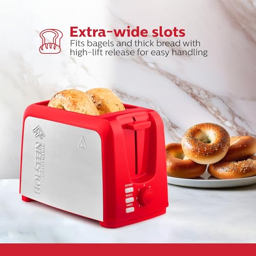 Image of Holstein Housewares - 2 Slice of Bread Toasters, Bagels and Waffles with 7 Roast Control Settings Great for Frying