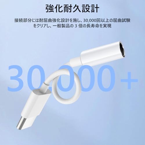 USB Type-C イヤホンジャック変換アダプター DAC搭載 24bit/96kHz ハイレゾ対応 USB-C to 3.5mm TRRS4極 マイク通話・音量調整対応 高耐久PVCケーブル iPhone17/16/15 iPad Pro MacBook Android Type-C機器対応