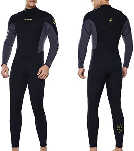 Owntop Men Wetsuit 3mm Neoprene Diving Suit - Full Wet Suit Front Zip Long Sleeve UPF50+ Keep Warm Thermal Swimwear for Scuba Diving Surfing Swimming Snorkeling Water Sports, Gray M