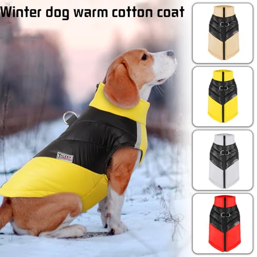 YOUYIKE Hundemantel für Hunde, Hundekleidung, Hundemantel Wasserdicht Hundejacke Winter Warme Jacke für Kleine Mittelgroße Hunde Hundebekleidung Warm Haustier Kleidung für Kaltes Wetter (Gelb, XL)