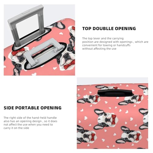 Dog Bow Heart Print Travel Luggage Covers, Washable Suitcase Covers Protector for Luggage 18-32 Inch High Elasticity4