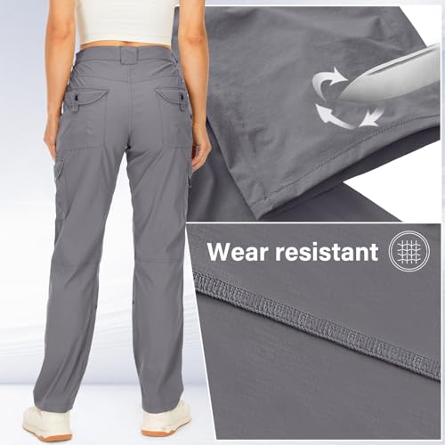 Walking Trousers for Womens Hiking Trousers Cargo Pants Summer Lightweight Quick Dry Stretch Outdoor Casual UPF 50 Running Cycling Trekking - Image 4