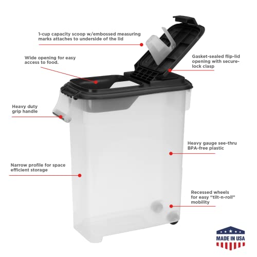 Buddeez Airtight Pet Food Storage Container - 50 Qt/50 Lb Capacity Dog Food Storage Container, Cat Food Container, Bird Seed Storage Container, Rolling Storage Bin, Air Tight With Handle & Scoop #TOP2