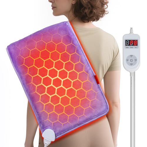 InVarme Far-Infrared Heating Pad for Back: 2-3 Inches Penetrates Muscles Deeply for Stiffness Chronic Pain - 3S Fast Heating Extra Hot to 160℉ for Women from Desk Job - 4H Auto Off Graphene