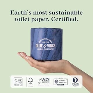Ollie & Vince Bamboo Toilet Paper | Sustainable, Eco-Friendly, Plastic-Free & Tree-Free, Organic | 12 Rolls, 3-Ply, Soft, Strong & Septic Safe, Unscented | Premium Bathroom Tissue
