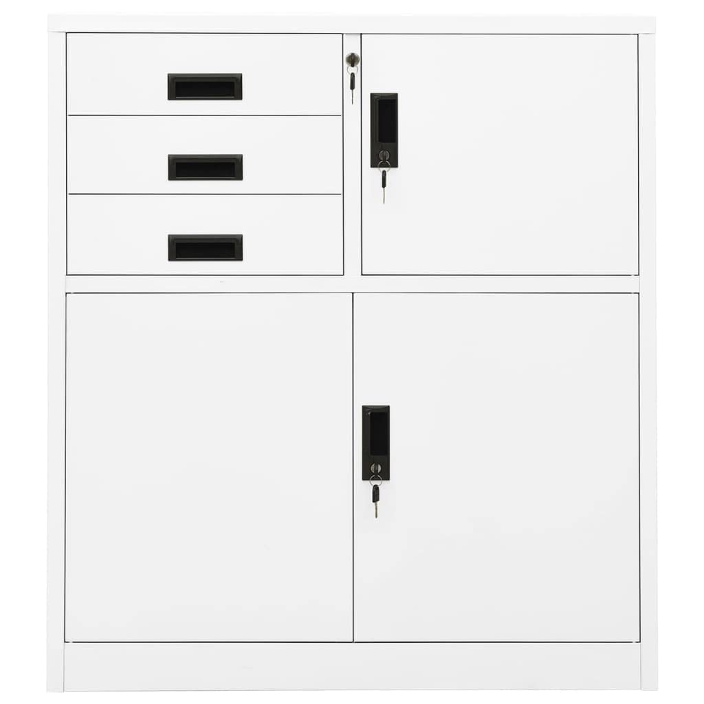 Generisch Moderner weißer Stahlschrank – 3 Schubladen und Fach, 30 kg Tragkraft, leichtgängige Kugellagerführungen, stilvolle Aufbewahrungslösung für Homeoffice, Schlafzimmer und Flur – 90 x 40 x 102