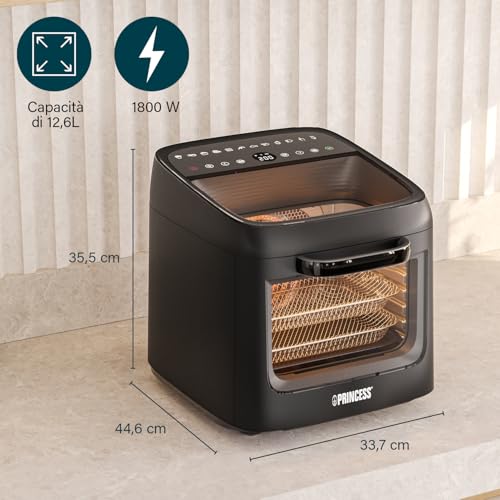 Princess Friggitrice Ad Aria Forno Vision, Capacità 12,6 L, Potenza 1800 W, Cottura Multifunzione, Controllo Digitale, Facile Da Pulire, 182494 - 2